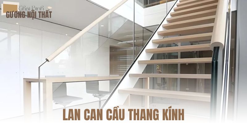 Lan can cầu thang kính