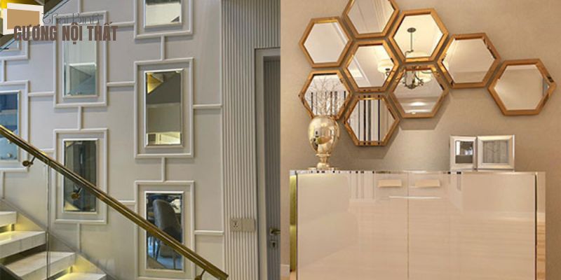 Gương ghép trang trí khu vực cầu thang