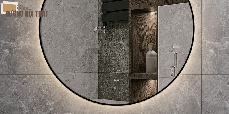 Gương treo nhà tắm tròn LED chống mờ