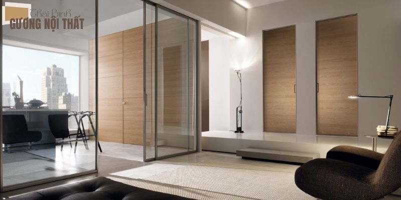 Cửa nhôm kính trượt trong suốt