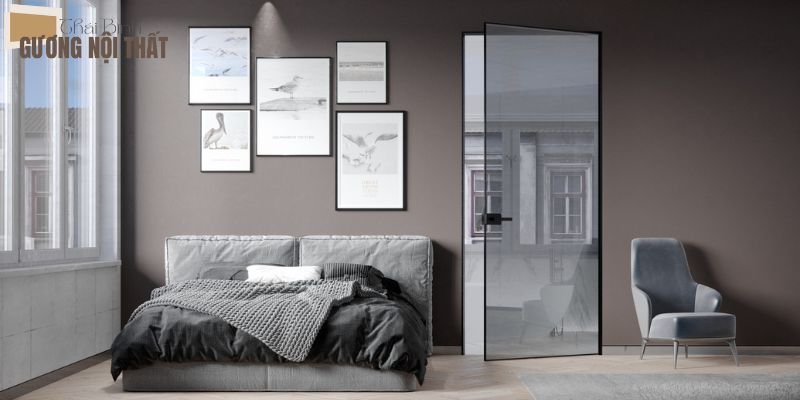 Cửa nhôm kính phòng ngủ kiểu mở quay