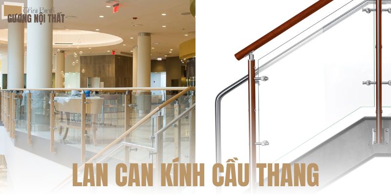 Lan can kính cầu thang